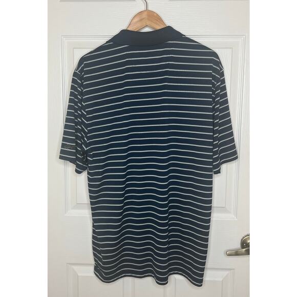 Greg Norman Men's Play Dry Navy Blue and White Striped Golf Polo Size Large - Picture 8 of 9